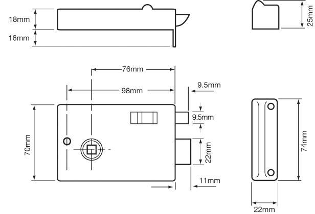 Union 1209 Rim Latch Dimensions